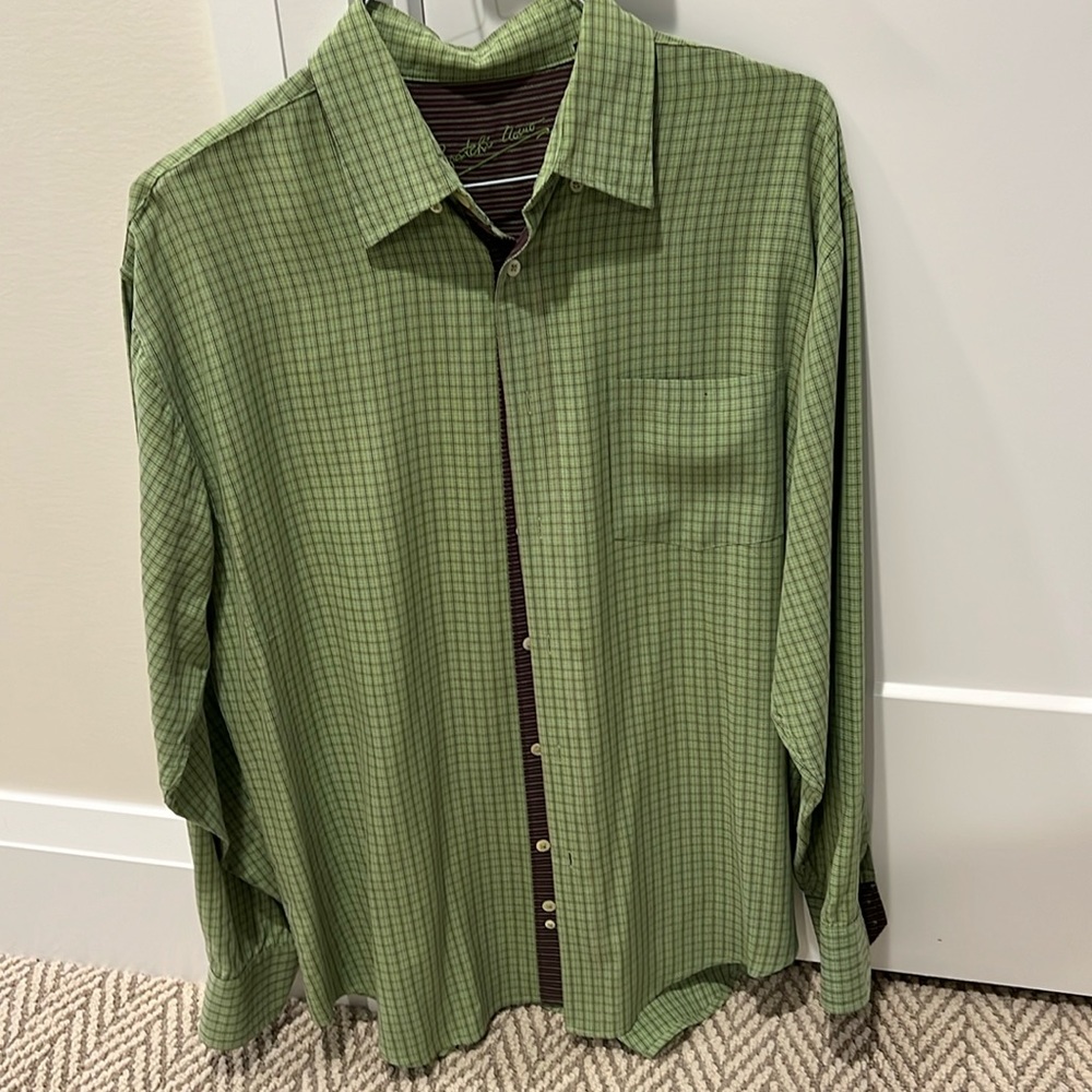 Men’s subtle plaid green dress shirt. Great for St Patrick’s Day!